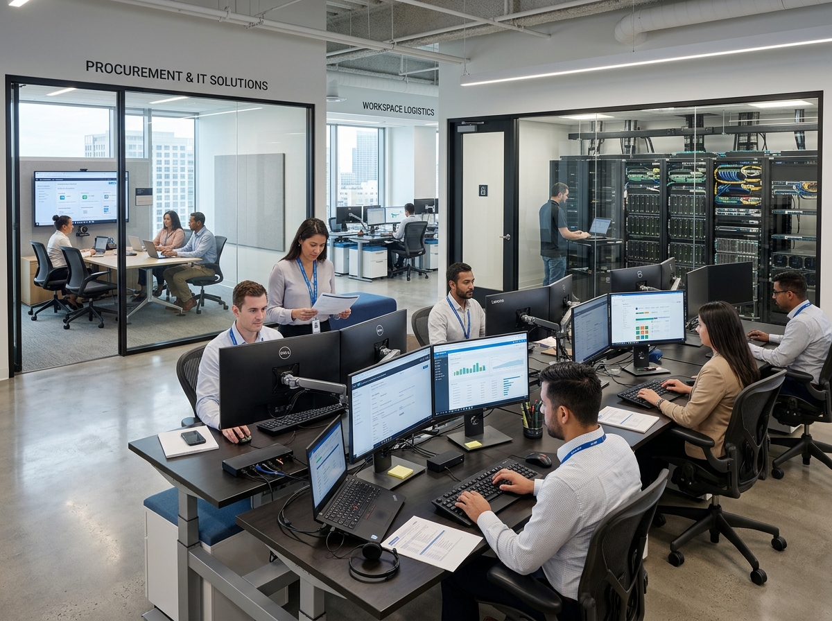 Corporate enterprise office workstations, IT servers and conference rooms