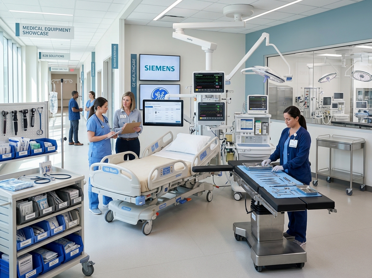 Modern hospital ward, patient monitoring and surgical medical equipment